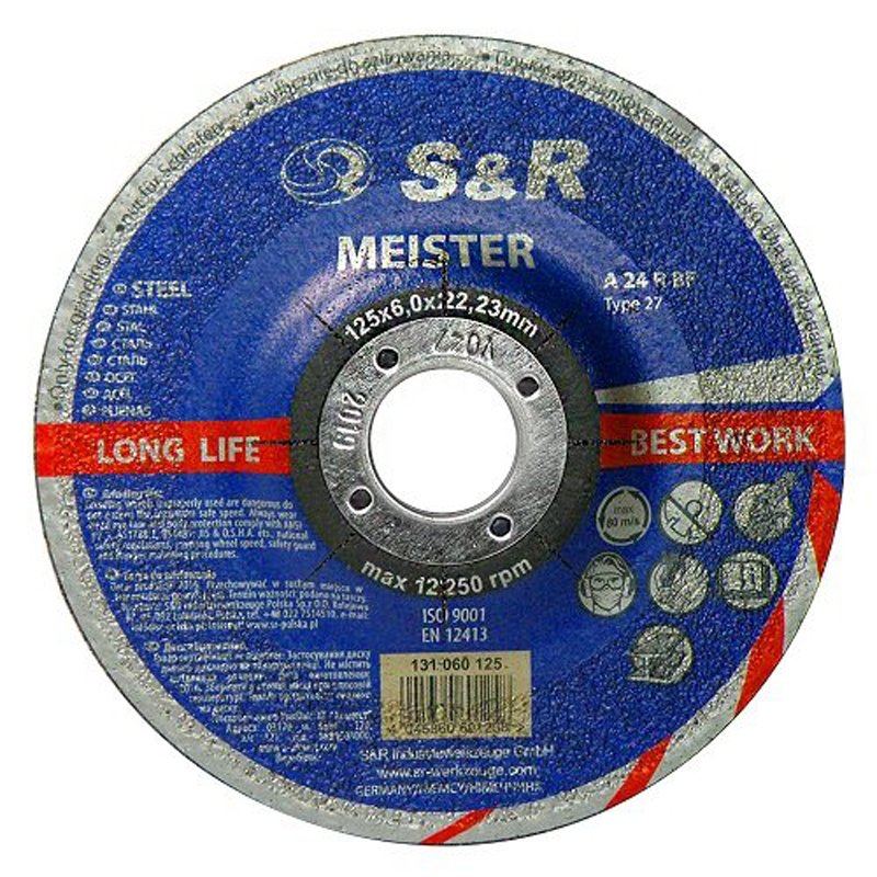 Круг абразивный зачистной по металлу S&R Meister 125x6.0x22.2мм